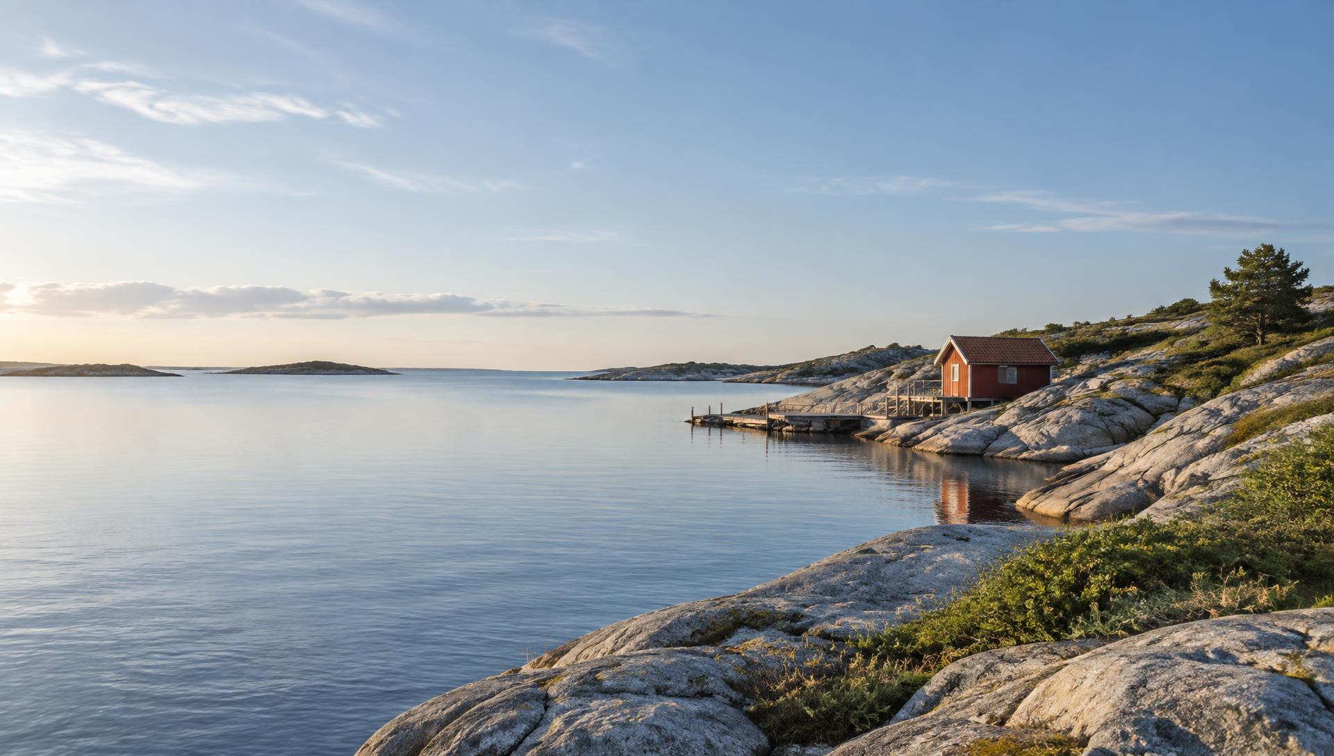 Västsvensk kust med klippor och hav